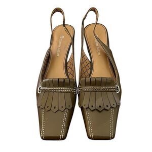 Etienne Aigner Olive Green Mules